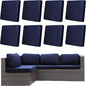 8Pcs Outdoor Cushion Covers, Patio Cushion Covers,Stretch Elastic Slipcovers, Replacement Washable & Reusable Furniture Protector for Patio Couch (Navy Blue,Cover Only)