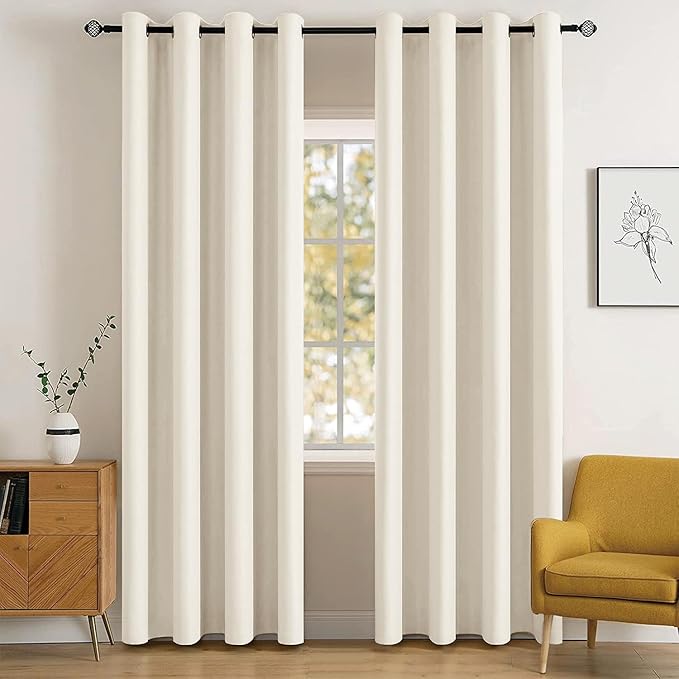 MIULEE Blackout Curtains for Bedroom Living Room Thermal Insulated Room Darkening Grommet Top Solid Light Blocking Drapery Set of 2 Window Panels 52 x 72 Inches Birch