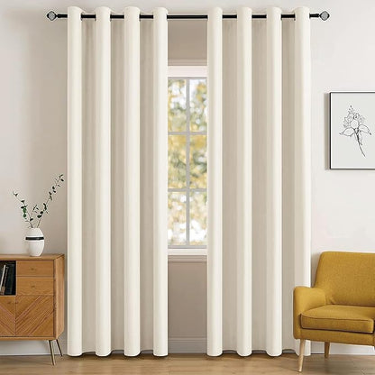 MIULEE Blackout Curtains for Bedroom Living Room Thermal Insulated Room Darkening Grommet Top Solid Light Blocking Drapery Set of 2 Window Panels 52 x 72 Inches Birch