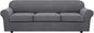 H.VERSAILTEX 4 Piece Stretch Sofa Covers for 3 Cushion Couch Covers for Living Room Furniture Slipcovers (Base Cover Plus 3 Seat Cushion Covers) Upgraded Thicker Jacquard Fabric (XL Sofa, Grey)