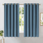 NICETOWN Blackout Curtain Panels for Bedroom, Smoky Blue, 2 Panels, W70 x L63-inch, Grey, Thermal Insulated Grommet Top Blackout Draperies and Drapes for Basement