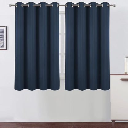 LEMOMO Navy Blue Thermal Blackout Curtains/52 x 54 Inch/Set of 2 Panels Room Darkening Curtains for Bedroom
