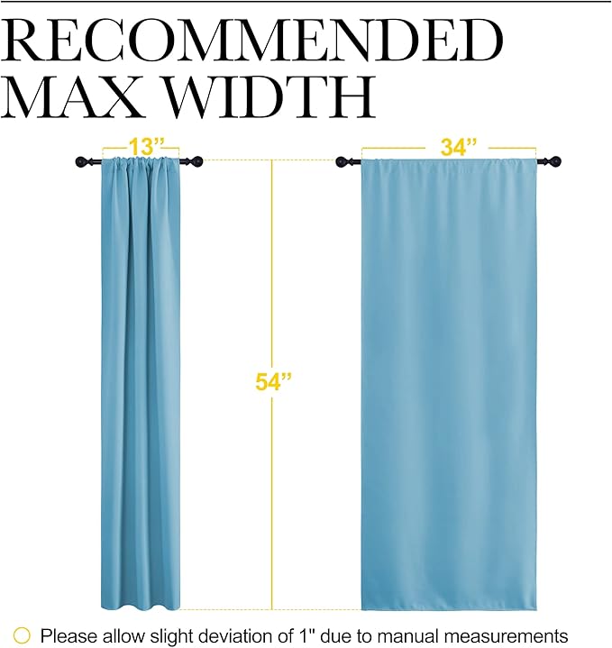 NICETOWN Kitchen Curtains for Small Windows, Privacy Thermal Insulated Blackout Curtains & Drapes for Boys Room (Teal Blue, 34" Wide by 54" Long, 2 Pieces)