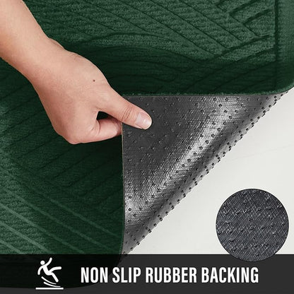 HIYARD Sturdy Front Door Mat, Absorbent Muddy Dirt Resist Welcome Door Mats Outdoor Indoor, Stain and Fade Resistant, Non-Slip Backing Entry Mat Low Profile Doormat for Entryway, 47×32, Green