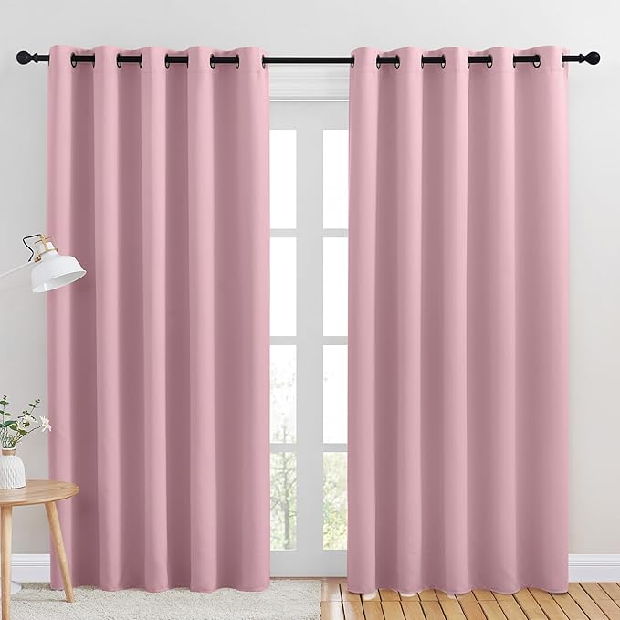 NICETOWN Room Darkening Draperies Window Curtain Panels, Rouge Pink, 2 Panels, W60 x L84 -inch, Thermal Insulated Grommet Room Darkening Curtains for Bedroom