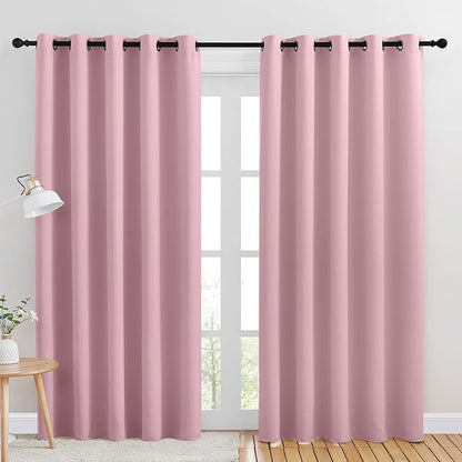 NICETOWN Room Darkening Draperies Window Curtain Panels, Rouge Pink, 2 Panels, W60 x L84 -inch, Thermal Insulated Grommet Room Darkening Curtains for Bedroom