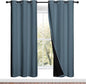 NICETOWN 100% Blackout Window Curtain Panels, Smoky Blue, 2 Pieces, 42-inch Wide Per Panel, Full Light Blocking Drapes with Black Liner for Nursery, 72-inch Drop Thermal Insulated Draperies