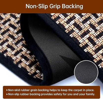 eqivei Kitchen Rugs and Mats Non Skid Washable Set of 2 PCS, Absorbent Runner Rugs for Kitchen, Front of Sink, Kitchen Mats for Floor, 17.3"x 47"+17.3"x 29" (Black)