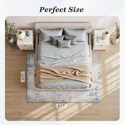 4 x 6 Area Rugs for Living Room, Machine Washable Non Slip Rug Ultra Soft Low Pile Indoor Carpet Modern Abstract Rugs for Bedroom Office Room Dining Room Beside, Blue/Grey