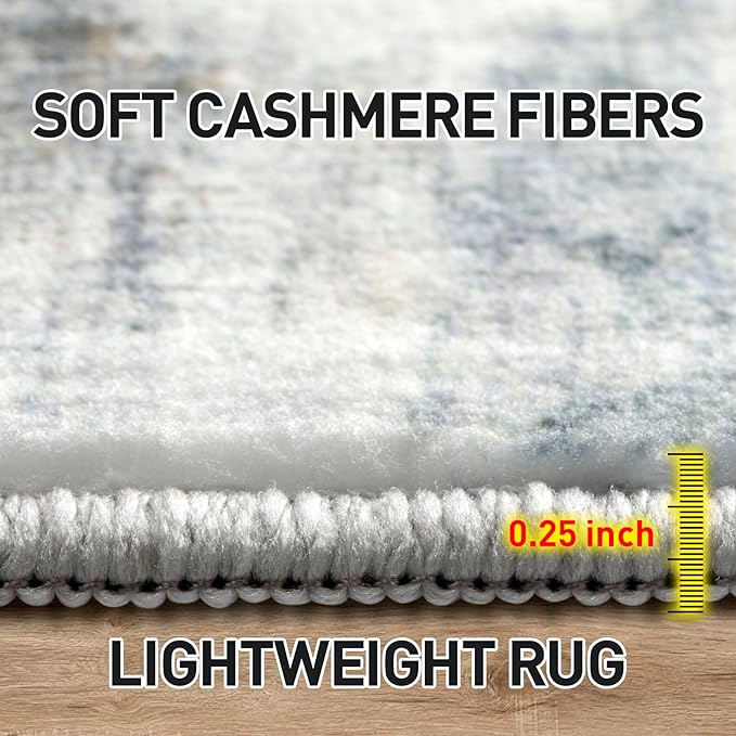 6x9 Area Rugs Washable Rug: Large Modern Abstract Living Room Rug Soft Anti-Skid Thin Carpet Indoor Floor Non-Shedding Carpets for Bedroom Dining Room Farmhouse Nursery Home Office Blue Multi