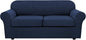 H.VERSAILTEX 3 Piece Stretch Sofa Covers for 2 Cushion Sofa Couch Covers for Living Room Sofa Slipcovers (Base Cover Plus 2 Seat Cushion Covers) Thicker Jacquard Fabric(Large Sofa, Navy)