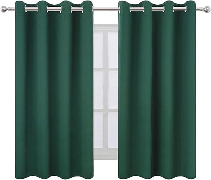 LEMOMO Dark Green Bedroom Blackout Curtains/52 x 54 Inch Long/Set of 2 Curtain Panels/Thermal Insulated Room Darkening Curtains
