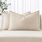 MIULEE Decorative Linen Lumbar Pillow Covers 12x20 Inch Natural Beige Boho Farmhouse Neutral Couch Throw Pillows for Bed Pack of 2 Accent Modern Pillowcase Sofa Livingroom Home Decor