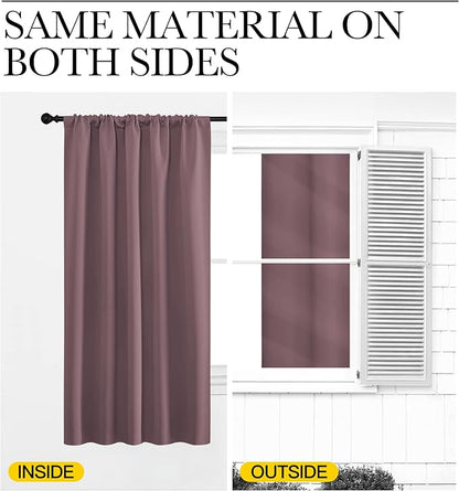NICETOWN 2 Panels Blackout Curtains, Rod Pocket Thermal Insulated Drapes 84 inches Long, Easy-Care Modern Home Decoration Sunshades for Guest Room, Living Room, Office, 62 x 84 Inch, Dry Rose