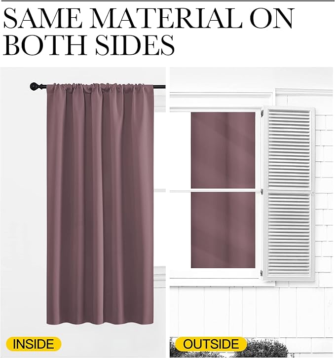 NICETOWN Kitchen Curtains, Short Blackout Curtains & Drapes, Small Window Draperies for Dining Room, Cupboard (Dry Rose, 34" W by 45" L, Set of 2)
