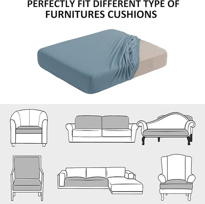 Water Repellent Sofa Seat Slipcovers Stretch Cushion Covers, Seaters Replacement for Furniture Protector, Soft Flexibility with Elastic Bottom (Large, Dusty Blue)