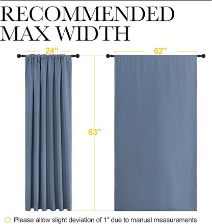 NICETOWN Blackout Curtains for Bedroom, Blackout Curtain Panels, Window Treatment Energy Saving Thermal Insulated Solid Rod Pocket Blackout Drapes/Draperies (Stone Blue, 1 Pair, 62 by 63-inch)
