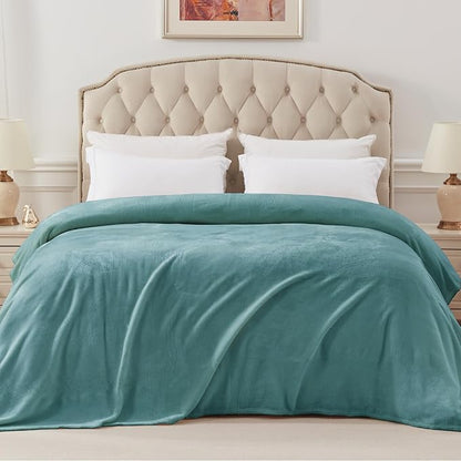 Exclusivo Mezcla Fleece Blanket Twin Size for Bed, Super Soft and Warm, All Season, Cozy, Plush, Lightweight, 90x66 Inches, Celadon