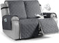 VANSOFY Waterproof Recliner Couch Covers, Sofa Covers 1-Piece Washable Reclining Sofa Cover Non-Slip Furniture Protector with Elastic Straps Pocket for Dogs, Pets(Dark Gray,2 Seater)