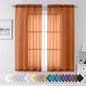 Aiyufeng Orange Sheer Curtains 63 Inch Length 2 Panels Set, Light Filtering Airy Rod Pocket Orange Window Curtain Treatment Drapes for Kitchen Bedroom Living, Each 40Wx63L Inches