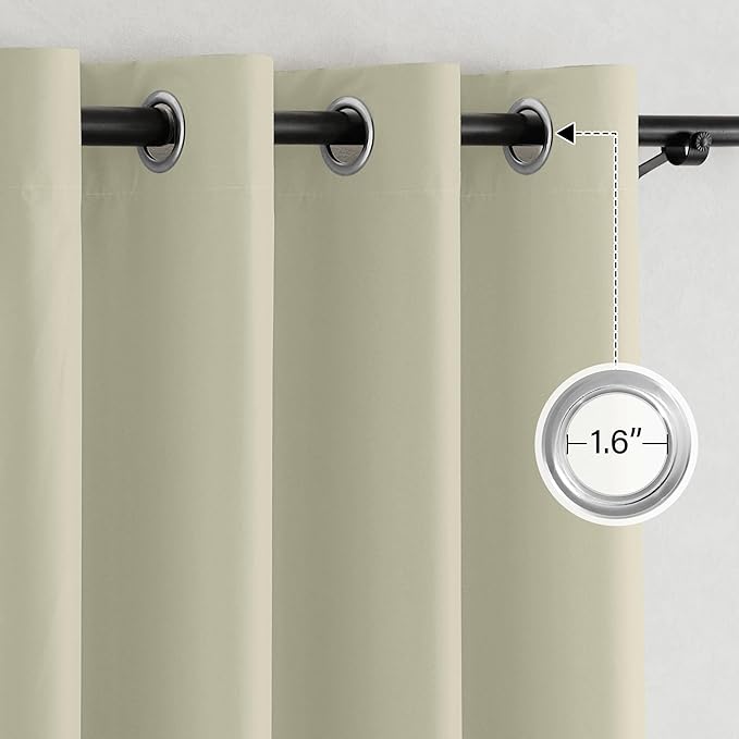 NICETOWN 100% Blackout Muted Beige Curtains 84 inches Long, Grommet Energy Saving Thermal Insulated Window Treatments Lightweight for Bedroom/Home Office, W52 x L84, 2 Panels
