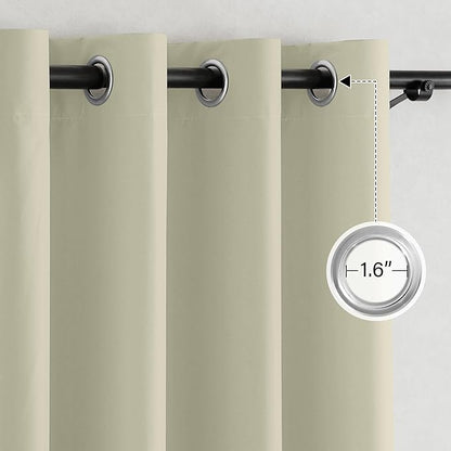 NICETOWN 100% Blackout Muted Beige Curtains 84 inches Long, Grommet Energy Saving Thermal Insulated Window Treatments Lightweight for Bedroom/Home Office, W52 x L84, 2 Panels
