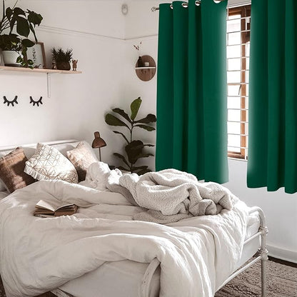 BGment Green Blackout Curtains for Bedroom - Grommet Thermal Insulated Room Darkening Window Curtains, Set of 2 Panels, Each 55 x 69 Inch