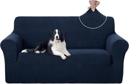 U-NICE HOME Oversized Stretch Loveseat Couch Cover Sofa Covers Washable Sofa Slipcover Furniture Protector for 2 Cushion Couch Sofa Pet Friendly, Navy