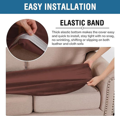 H.VERSAILTEX Velvet Stretch Individual Cushion Cover Plush Cushion Slipcover for Loveseat Sofa Furniture Protector Seat Cushion Sofa Cover (1 Piece Loveseat Cushion Cover, Burnt Brick)