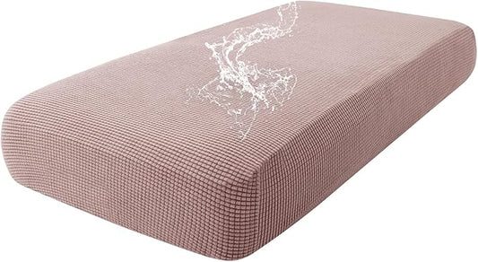 hyha Waterproof Couch Cushion Covers for Pets, Non Slip Sofa Seat Cover for Dogs Washable, Soft Thick Stretch Jacquard Fabric, Sofa Slipcovers with Elastic Bottom (1 Piece for Large, Camel)