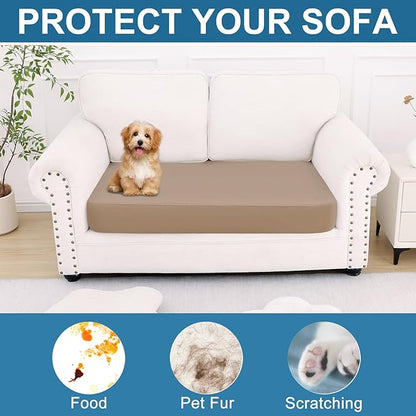 Smiry Printed Couch Cushion Covers, Stretch Soft Couch Covers for Sofa, Washable Non-Slip Sofa Slipcover Furniture Protector for Indoor and Outdoor (Medium, Mocha)