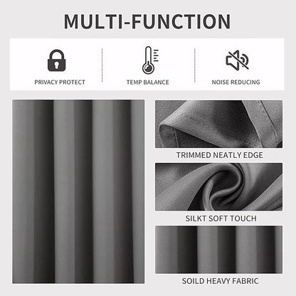 Joydeco Light Grey Custom Solid Single Blackout Curtain for Bedroom and Living Room, Grommet Thermal Insulated Room Darkening Curtain 1 Panel (Custom Size,Light Grey)