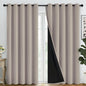 SimpleHome 100% Blackout Curtains for Bedroom,Thermal Insulated Natural Grommet Window Drapes Room Darkening Curtains for Living Room with Black Back,62 x 84 Inch,2 Panels