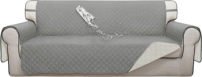 ISSUNTEX Double Protection 100% Waterproof Sofa Covers for Living Room, Couch Covers for 3 Cushion Couch Sofa, Reversible Furniture Protector Sofa Cover for Dogs, Pets, Kids (Sofa, Light Gray/Ivory)