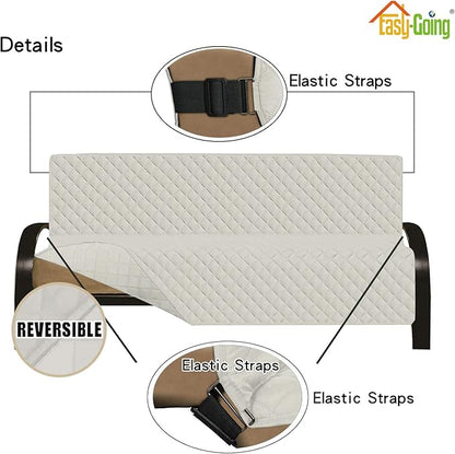 Easy-Going Futon Sofa Slipcover - Reversible Armless Couch Cover - Water Resistant - Pets & Kids (Ivory/Ivory)