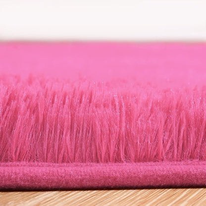 Amearea Shag Fluffy Area Rug for Bedroom Girls Living Room, Extra Soft and Fuzzy Shaggy Rugs, Non Slip, Solid Color Carpet Mat for Boys Nursery Home, Hot Pink 6x9 Feet