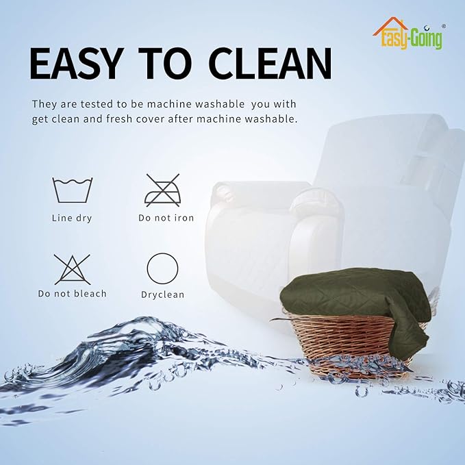 Easy-Going Oversized Recliner Cover Reversible Couch Cover Sofa Cover for Living Room Water Resistant Furniture Protector with Elastic Straps for Pets Dog (Oversized Recliner, Army Green/Beige)