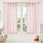 LAMIT Linen Curtains 48 Inch Length 2 Panels, Light Filtering Panels Back Tab and Rod Pocket Neutral Drapes for Kitchen/Window/Kids Room/Bedroom, 34 x 48 Inch Pink