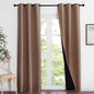 NICETOWN Living Room Completely Shaded Draperies, Privacy Protection & Noise Reducing Ring Top Drapes, Black Lined Insulated Window Treatment Curtain Panels(Cappuccino, 2 Pieces, W37 x L84)