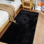 Ghouse Ultra Soft Faux Rabbit Fur Rug, Machine Washable Area Rugs for Bedroom Fluffy Rugs for Living Room, No-Shedding Carpet Sheepskin Runner Rugs Black 2x10 Feet