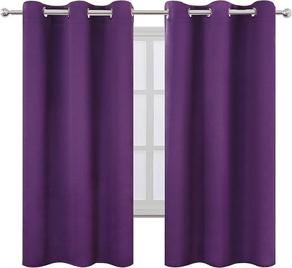LEMOMO Purple Blackout Curtains 34 x 63 Inch Length/Set of 2 Curtain Panels/Thermal Insulated Room Darkening Blackout Curtains for Bedroom