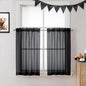 OVZME Black Sheer Curtains 36 inches Long, Short Kitchen Window Treatment Solid Sheers Cafe Curtains Tiers Voile Half Window Curtains 2 Panels for Kitchen Room Laundry, Rod Pocket, 42" Wx36 L