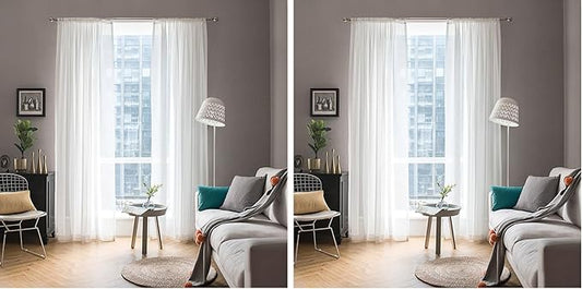 MIULEE White Sheer Curtains 90 inches Long Window Curtains 2 Panels Solid Color Elegant Window Voile Panels/Drapes/Treatment for Bedroom Living Room (54X90 Inches White) (Pack of 2)