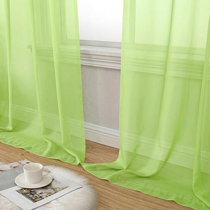Aiyufeng Lime Sheer Curtains 84 Inches Long 2 Panels Set for Living Room, Light Filtering Window Sheer Drapes for Bedroom, Each 42" W x 84" L