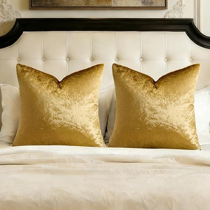 GIGIZAZA Gold Velvet Pillow Covers 26x26, Pack of 2 Throw Pillows Square Covers Modern Decorative Big Pillows Cases for Living Room Couch Vintage Cushion Covers