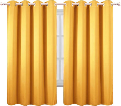 LEMOMO Yellow Thermal Blackout Curtains/52 x 63 Inch/Set of 2 Panels Room Darkening Curtains