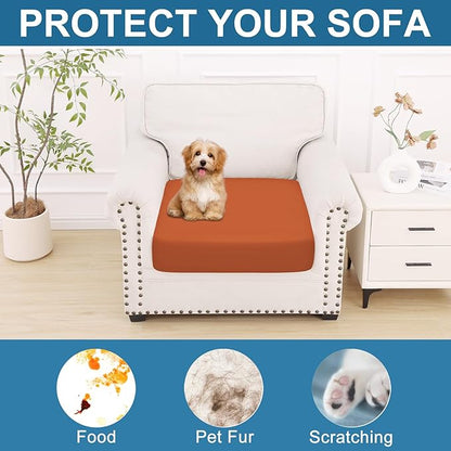 Smiry Printed Couch Cushion Covers, Stretch Soft Couch Covers for Sofa, Washable Non-Slip Sofa Slipcover Furniture Protector for Indoor and Outdoor (1 Pack, Rust)