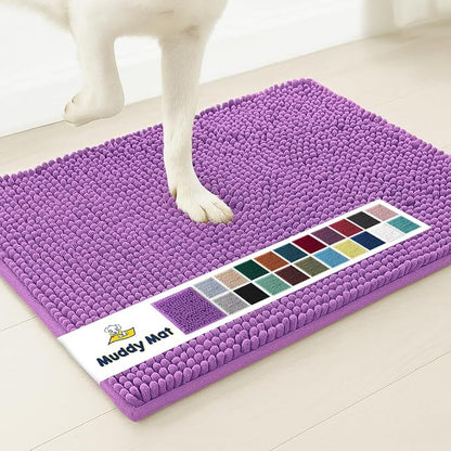 Muddy Mat® | Super Absorbent Door Mat Indoor, Microfiber Quick Dry Chenille Entryway Rug, Non-Slip Front Door Mat, Indoor Mats for Entryway, Machine Washable Pet Rug, Purple 24"x36"