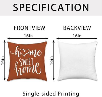 Hexagram Geometric Burnt Orange Pillow Covers 16x16 Set of 4, Decorative Outdoor Boho Modern Throw Pillow Covers, Home Sweet Home Farmhouse Cushion Case for Couch Sofa Bedroom Indoor Decor(No Insert)
