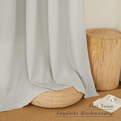 NICETOWN Rustic Linen 144 inch Long Curtains for Living Room, Grommet Privacy Added Thick Linen Weave with Light Filter Window Curtains & Drapes for Bedroom, Gray, W55 x L144, 2 Panels